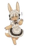  animal_ears blush cleavage_cutout embarrassed furry highres kawasemi27 made_in_abyss maid md5_mismatch nanachi_(made_in_abyss) open_mouth tail white_background white_hair yellow_eyes 