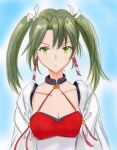  1girl cosplay green_hair hair_ribbon highres japanese_clothes kantai_collection long_hair marker_(medium) millipen_(medium) potekite ribbon simple_background solo traditional_media twintails zuikaku_(azur_lane) zuikaku_(azur_lane)_(cosplay) zuikaku_(kantai_collection) 