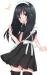  1girl alternate_costume apron asashio_(kantai_collection) black_dress black_hair blue_eyes blush dress enmaided frills kantai_collection long_hair looking_at_viewer maid maid_apron maid_headdress open_mouth simple_background smile solo thigh-highs thighs tiemu_(man190) white_background 
