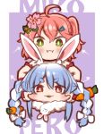  2girls ahoge animal_ear_fluff animal_ears armband bangs blue_hair blush braid bunny_girl carrot carrot_hair_ornament chaki_(teasets) character_name cheek_pinching cherry_blossoms eyebrows eyebrows_visible_through_hair flower food_themed_hair_ornament green_eyes hair_between_eyes hair_flower hair_ornament highres hololive long_braid long_hair looking_at_viewer medium_hair multicolored_hair multiple_girls one_side_up orange_eyes pinching rabbit_ears sakura_miko scarf stretching_cheeks twin_braids two-tone_hair usada_pekora virtual_youtuber white_hair 