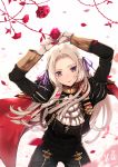  10s 1girl artist_name blonde_hair cape closed_mouth cute dated edelgard_von_hresvelg fire_emblem fire_emblem:_three_houses fire_emblem:_three_houses flower garreg_mach_monastery_uniform gloves hair_ribbon intelligent_systems kero_sweet koei_tecmo long_hair long_sleeves nintendo parted_lips petals red_cape ribbon rose solo uniform violet_eyes white_gloves 