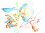  aura_sphere_(pokemon) blue_fur bone gen_4_pokemon lucario no_humans pokemon pokemon_(game) pokemon_dppt red_eyes spikes 