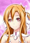  1girl absurdres asuna_(sao) blonde_hair braid closed_mouth crown_braid detached_collar hair_between_eyes hair_ornament highres long_hair looking_at_viewer missyouone1812 portrait red_eyes shiny shiny_hair smile solo sword_art_online 