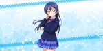  blue_hair blush brown_eyes long_hair love_live!_school_idol_festival_all_stars school_uniform smile sonoda_umi 