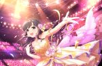  black_eyes black_hair dress idolmaster idolmaster_cinderella_girls_starlight_stage kobayakawa_sae long_hair smile strapless 