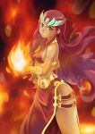  1girl breasts breath_of_fire breath_of_fire_ii crown dark_skin long_hair looking_at_viewer open_mouth red_eyes redhead sana shaman smile solo 