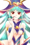  1girl choco_magician_girl chocolate duel_monster flamemirenchers green_hair red_eyes solo tongue tongue_out yuu-gi-ou 