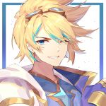  1boy blonde_hair blue_eyes ezreal gloves goggles goggles_on_head kan_(rainconan) league_of_legends magical_boy one_eye_closed smile smirk solo star_guardian_(league_of_legends) star_guardian_ezreal 