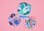  artist_name clouds cube dice flower icosahedron meyoco no_humans number original pink_background pink_flower simple_background sparkle wave_print waves white_flower 