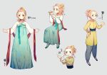  1girl ? animal apnts bird bird_on_hand braid brown_eyes brown_hair chinese_clothes cup flat_chest flats flower grey_background hair_bun hair_flower hair_ornament hair_pulled_back hair_ribbon hand_on_hip hanfu holding in_palm invisible_chair lid long_sleeves looking_at_viewer muito multiple_views outstretched_arms pointing pointing_at_self ribbon sash shawl short_hair simple_background sitting smile standing sweatdrop teacup the_armed_bodyguards toggles 