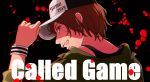  1girl 2019 baseball_cap black_background blood blood_splatter brown_eyes brown_hair commentary_request english_text from_behind green_jacket grin hair_between_eyes hand_on_headwear hat hat_writing jacket looking_at_viewer looking_back meiko off_shoulder portrait profile shaded_face short_hair smile solo song_name tachikaze tank_top vocaloid wristband yellow_nails 