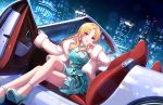  blonde_hair blush car dress idolmaster_cinderella_girls_starlight_stage kiryuu_tsukasa_(idolmaster) long_hair violet_eyes 