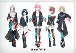  1girl 5girls absurdres blonde_hair blue_eyes boots brown_hair darling_in_the_franxx glasses highres ichigo_(darling_in_the_franxx) ikuno_(darling_in_the_franxx) kokoro_(darling_in_the_franxx) miku_(darling_in_the_franxx) multiple_girls original pink_hair shoes short_hair yuuta_(yuuta0312) zero_two_(darling_in_the_franxx) 