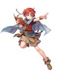  1boy azutarou belt book boots bracelet cape circlet ewan_(fire_emblem) fire_emblem fire_emblem:_the_sacred_stones fire_emblem_heroes full_body highres jewelry official_art red_eyes redhead solo 