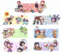 6+boys 6+girls ^_^ alternate_costume ambipom baseball_cap beard black_hair brown_hair bulbasaur cage chocolate closed_eyes creature ditto double_bun drifblim eevee egg facial_hair gallade gen_1_pokemon gen_2_pokemon gen_3_pokemon gen_4_pokemon gen_5_pokemon gen_6_pokemon green_hair happy hat highres huan_li long_hair marill minaki_(pokemon) minun multiple_boys multiple_girls plusle pokemon pokemon_(creature) pokemon_(game) pokemon_bw pokemon_bw2 pokemon_dppt pokemon_frlg pokemon_hgss pokemon_xy ralts sakaki_(pokemon) shiny_pokemon sitting sunglasses team_rocket team_rocket_grunt team_rocket_uniform tied_hair togekiss twintails