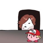  2boys animalization blush_stickers cat commentary copy_ability cosplay english_commentary fatal_fury hair_over_one_eye hal_laboratory_inc. hoshi_no_kirby idohj12 kirby kirby_(series) meme multiple_boys nintendo pink_puff_ball real_life sakurai_masahiro smash_is_for_good_boys_and_girls snk sora_(company) super_smash_bros. terry_bogard terry_bogard_(cosplay) the_king_of_fighters white_cat woman_yelling_at_cat 