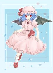  bat_wings blue_hair red_eyes remilia_scarlet saya_(chocolate_capsule) touhou wings 