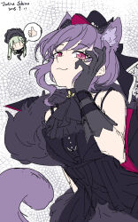  2girls :3 absurdres animal_ears arknights bang_dream! bang_dream!_it&#039;s_mygo!!!!! black_bonnet black_dress black_gloves black_hat bonnet cat_ears cat_girl cat_tail chinese_commentary commentary_request dated dress gloves hat highres multiple_girls pink_eyes rabbit_ears rabbit_girl shinoharsushiro slit_pupils tail thumbs_up wakaba_mutsumi wakaba_mutsumi_(marionette&#039;s_id) yuutenji_nyamu yuutenji_nyamu_(magician_of_passion) 