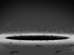  6+others crack cracked_floor crawling creepypasta deftnm fog greyscale highres hole horror_(theme) monochrome multiple_others no_humans on_ground people scenery silhouette 