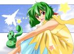  blush green_hair macross macross_frontier naruse ranka_lee red_eyes short_hair sky star stars 