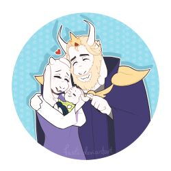  1:1 1girl 2016 2boys 2d animal_ears anthro artist_name asgore_dreemurr asriel_dreemurr baby baby_carry beard blonde_hair blue_background border carrying carrying_person cloak closed_eyes couple crown deviantart_username digital_media droopy_ears facial_hair family fangs fasli father_and_son female floppy_ears floral_background furry furry_female furry_male goat goat_boy goat_ears goat_girl goat_horns heart highres horns husband_and_wife male mammal monster monster_boy monster_girl mother_and_son multiple_boys outline purple_cloak round_border shadow simple_background toriel transparent_background undertale utdr_(toby_fox) watermark white_fur white_horns white_outline 
