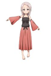  1girl ajisai_(kunoichi_tsubaki_no_mune_no_uchi) anime_coloring bare_shoulders black_camisole black_sash blush breasts brown_eyes camisole closed_mouth collarbone detached_sleeves full_body grey_hair hair_ornament hair_ribbon hairclip kunoichi_tsubaki_no_mune_no_uchi long_hair long_skirt looking_at_viewer official_art okuda_yousuke parted_bangs pink_skirt pink_sleeves pleated_skirt ribbon sash sidelocks simple_background skirt small_breasts solo standing tachi-e transparent_background white_ribbon wide_sleeves 