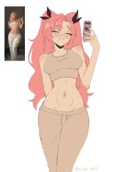  1girl absurdres breasts highres mirror_selfie nicole_demara phone pink_hair selfie zenless_zone_zero 