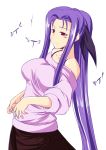  breasts casual hagane_soushi kagura_soushi large_breasts long_hair lutecia lutecia_alpine mahou_shoujo_lyrical_nanoha mahou_shoujo_lyrical_nanoha_strikers purple_hair red_eyes very_long_hair 