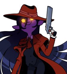  adventure_time alucard_(hellsing) alucard_(hellsing)_(cosplay) coat cosplay demon_girl discount-supervillain glasses gun handgun hat hellsing marceline_abadeer overcoat pants red_hat toon_(style) vampire weapon 