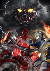  alien armor blue_skin color_timer colored_skin giant glowing glowing_eyes highres kaiju looking_at_viewer multicolored_skin multiple_boys red_skin science_fiction silver_skin standing tokusatsu ultra_series ultraman ultraman_(1st_series) ultraman_cosmos ultraman_cosmos_(luna_mode) ultraman_cosmos_(series) ultraman_mebius ultraman_mebius_(series) ultraman_orb ultraman_orb_(series) ultraman_tiga ultraman_tiga_(multi_type) ultraman_tiga_(series) ultraman_trigger ultraman_trigger_(series) ultrataku yellow_eyes 