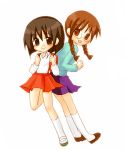  brown_hair chibi_maruko-chan glasses open_mouth tama-chan twintails 