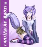  animal_ears blue_eyes fox_ears fox_tail kitsunemimi purple_hair rosario+vampire shirayuki_mizore short_hair 
