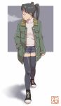 coat dennou_coil glasses isihikawa shorts thigh-highs thighhighs turtleneck twintails zettai_ryouiki 