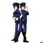  2girls gloves gun handgun pistol police police_officer police_uniform policewoman revolver type43 uniform weapon 