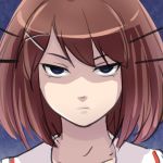  angry bangs blue_eyes bob_cut brown_hair commentary_request ebiblue glaring hair_ornament kantai_collection light_frown maya_(kantai_collection) portrait school_uniform serafuku short_hair x_hair_ornament 