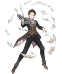  1boy book bow bowtie brown_eyes brown_hair butler crossover full_body hair_slicked_back ji_no loafers natsuki_subaru official_art pages re:zero_kara_hajimeru_isekai_seikatsu shoes sinoalice smile solo tailcoat transparent_background vest 