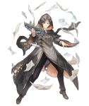  1boy book brown_eyes brown_hair cloak crossover full_body hood hood_up hooded_cloak ji_no loafers natsuki_subaru official_art pages re:zero_kara_hajimeru_isekai_seikatsu shoes sinoalice smile solo transparent_background wide_sleeves 