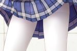  1girl blue_skirt blurry blurry_background close-up highres lower_body miniskirt original pantyhose plaid plaid_skirt pleated_skirt rko_(a470350510) skirt solo standing thighband_pantyhose thighs white_legwear 