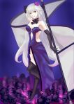  :p absurdres arm_behind_head armpits bare_shoulders black_gloves bow_choker breasts cqqz0707 dress elbow_gloves fate/grand_order fate_(series) flower gloves grey_hair hair_flower hair_ornament high_heels highres jeanne_d&#039;arc_(alter)_(fate) jeanne_d&#039;arc_(fate)_(all) long_hair medium_hair purple_footwear skull standard_bearer standing standing_on_one_leg strapless strapless_dress thigh-highs tongue tongue_out very_long_hair yellow_eyes 