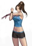  1girl alternate_costume breasts brown_eyes brown_hair cosplay fatal_fury long_hair looking_at_viewer navel nintendo phamoz ponytail ribbon shiranui_mai shorts smash_is_for_good_boys_and_girls solo sora_(company) sports_bra sportswear super_smash_bros. the_king_of_fighters wii_fit wii_fit_trainer wii_fit_trainer_(cosplay) 