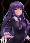  1girl asagami_fujino blood blood_on_face breasts dress fingernails highres kara_no_kyoukai large_breasts long_fingernails long_hair purple_hair red_eyes rinse_7 