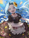  1girl antenna_hair blue_eyes blue_hair blush collar dress flat_chest flower granblue_fantasy gyoju_(only_arme_nim) hair_flower hair_ornament highres long_hair lyria_(granblue_fantasy) open_mouth very_long_hair 