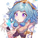  :o arin_(fanfan013) blue_eyes blue_hair bodypaint braid headpiece league_of_legends neeko_(league_of_legends) snowflakes white_background winter winter_clothes wristband 