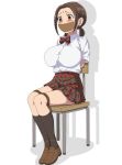  bdsm big_breasts bondage brown_eyes brown_hair chair ooe_kanade rope school_uniform tape_gag 