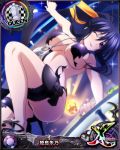  1girl ;p black_hair breasts card_(medium) character_name chess_piece gun hair_ribbon high_school_dxd high_school_dxd_cross himejima_akeno jewelry large_breasts long_hair long_ponytail official_art one_eye_closed pendant ponytail queen_(chess) ribbon solo source_request thighs tongue tongue_out torn_clothes trading_card very_long_hair violet_eyes weapon 