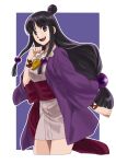  1girl ace_attorney black_hair magatama magatama_necklace maya_fey purple_kimono solo 
