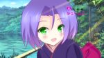  1boy blue_hair crossdressinging green_eyes japanese_clothes kamex_nakasho kimono kojirou_(pokemon) pokemon 