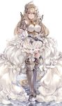  armor armored_boots armored_dress big_hair blonde_hair blue_eyes boots diadem flower granblue_fantasy hair_flower hair_intakes hair_ornament highres hinahino jeanne_d&#039;arc_(granblue_fantasy) lily_(flower) white_flower 