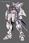  armor banchengping@126 clenched_hands flat_color g-saviour_gundam glowing glowing_eyes grey_background gundam gundam_g-saviour mecha no_humans parts_exposed thrusters 