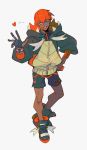  1boy black_hair blue_eyes dark_skin dark_skinned_male gloves gym_leader hairlocs hand_on_hip harurie hat jacket kibana_(pokemon) male_focus one_eye_closed orange_headwear pokemon pokemon_(game) smile waving white_background 